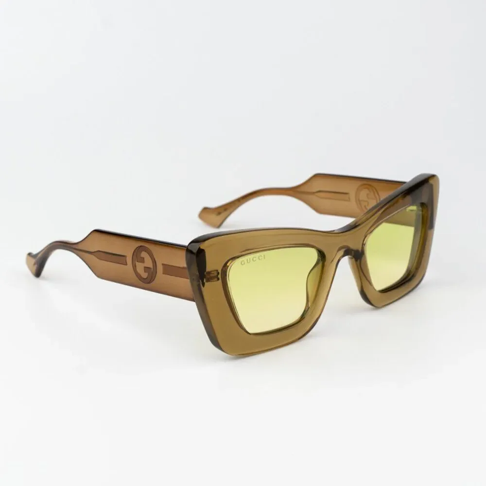SALE! Gucci Women Sunglasses Brown Crystal Green Gradient Butterfly GG1552S 004